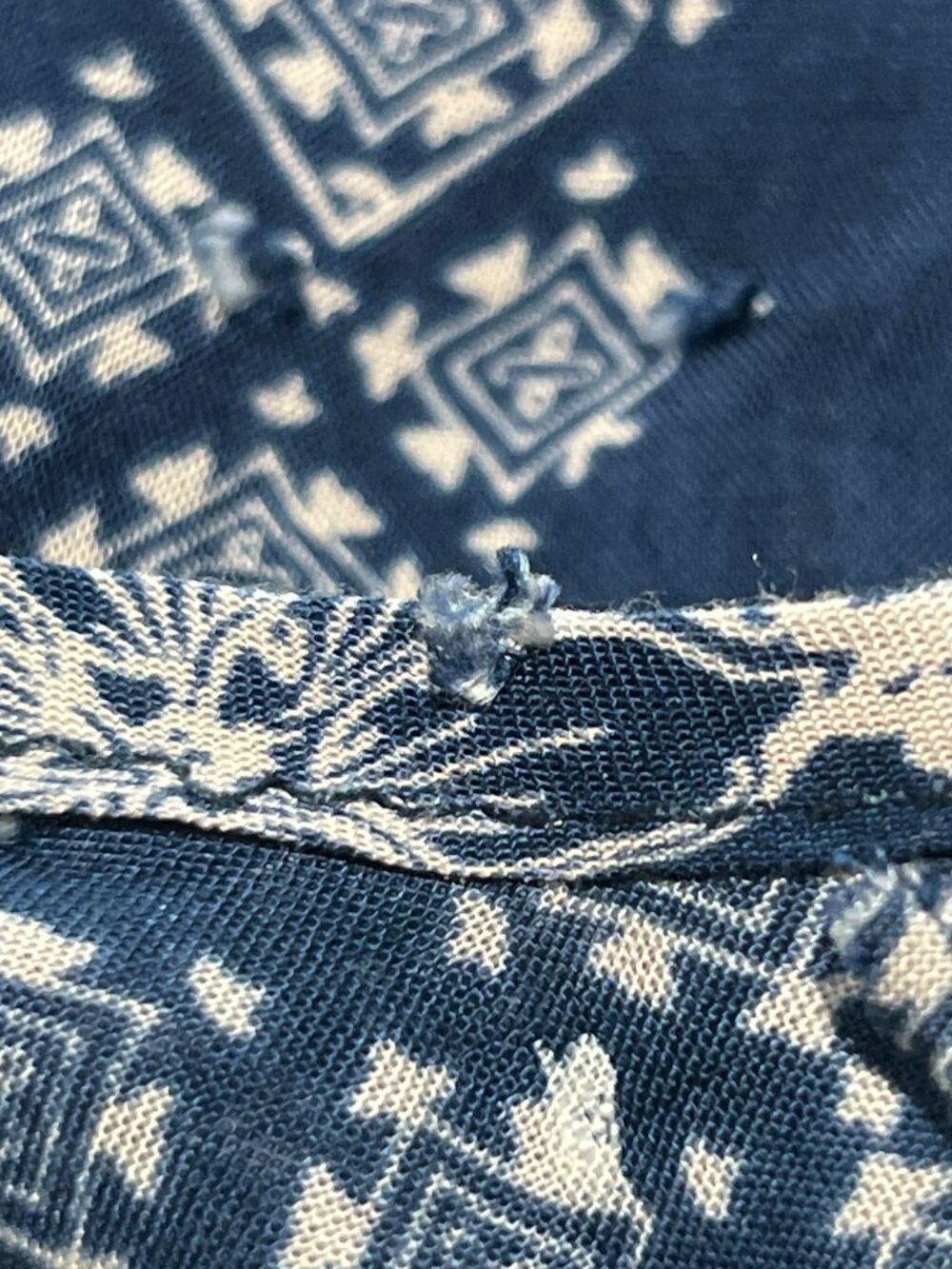 Christopher & Banks Blue Boho Blouse S Tassel Tie Rayon Used Lightweight - Picture 5 of 15